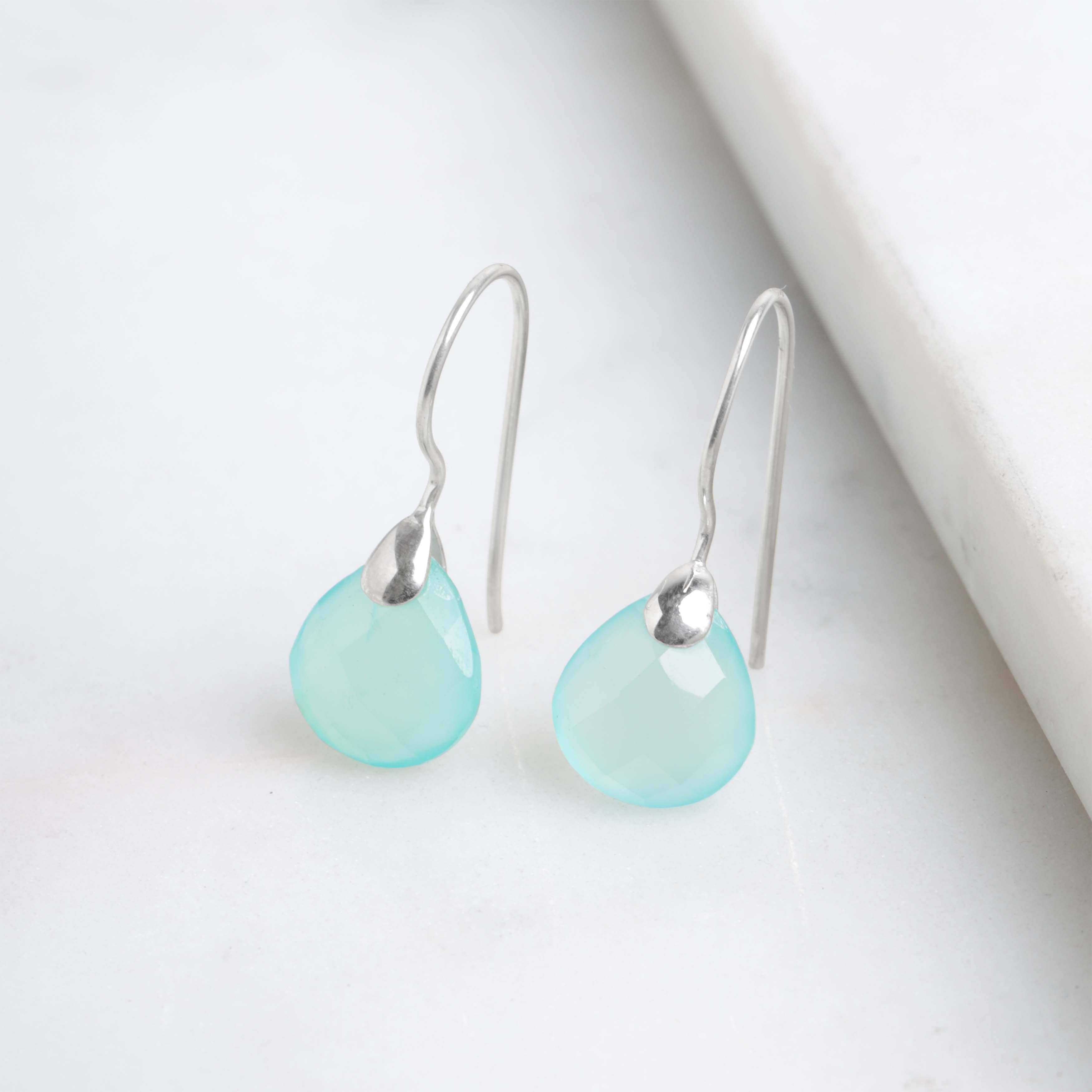 MÍSTIKA AQUA CHALCEDONY TEARDROP EARRINGS