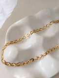 Thessaly 18K Gold Non-Tarnish Oval Link Chain Necklace: Yellow Gold