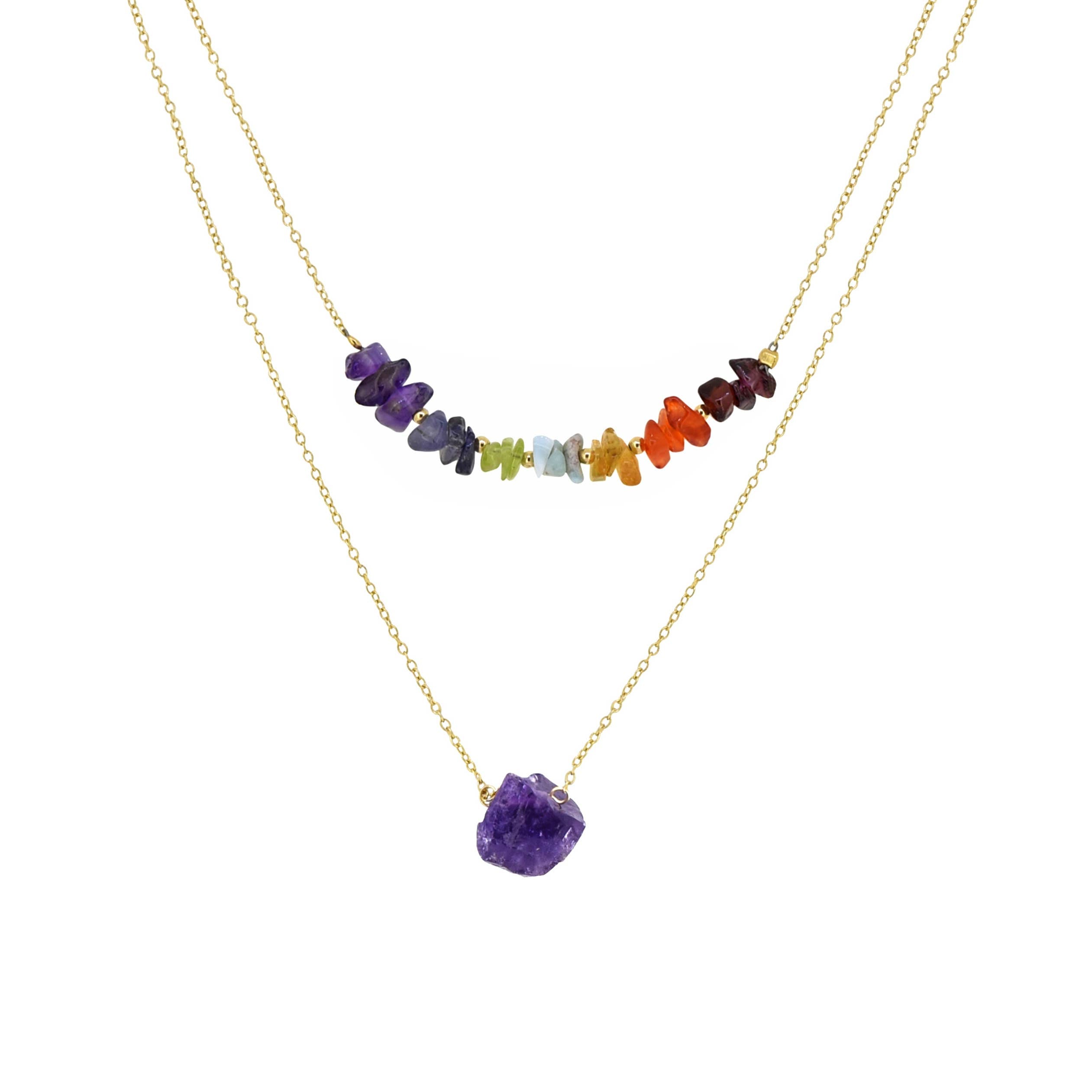 MÍSTIKA  CHAKRA CASCADE LAYERED RAINBOW NECKLACE