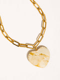 MÍSTIKA 18K GOLD HEART CHAIN NECKLACE / WHITE