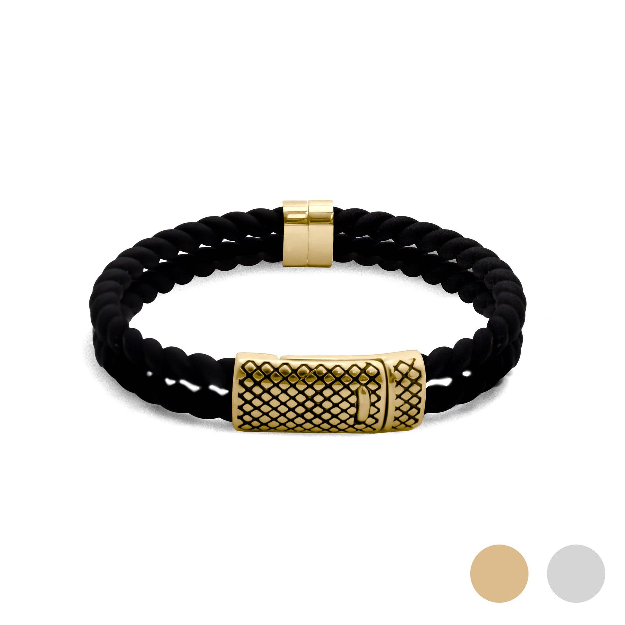 MÍSTIKA DOUBLE BRAIDED RUBBER BRACELET | SILVER