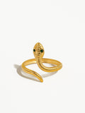 Echidna Non-Tarnish Adjustable Serpent Ring: Yellow Gold