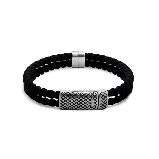 MÍSTIKA DOUBLE BRAIDED RUBBER BRACELET | SILVER