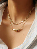 Cendre 18K Gold Non-Tarnish Curve Sweater Necklace: Silver