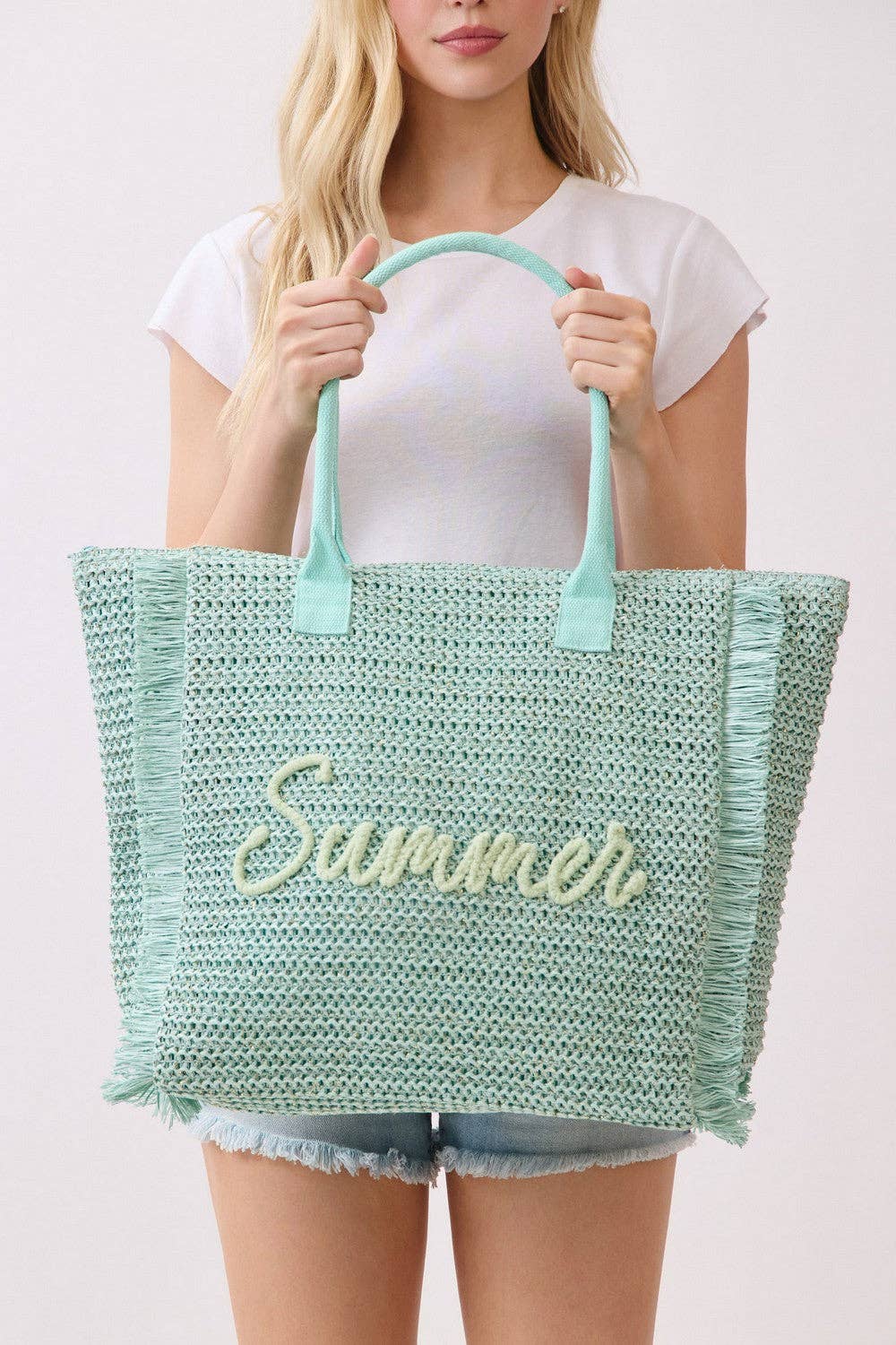 MÍSTIKA STRAW TOTE BAG: MINT