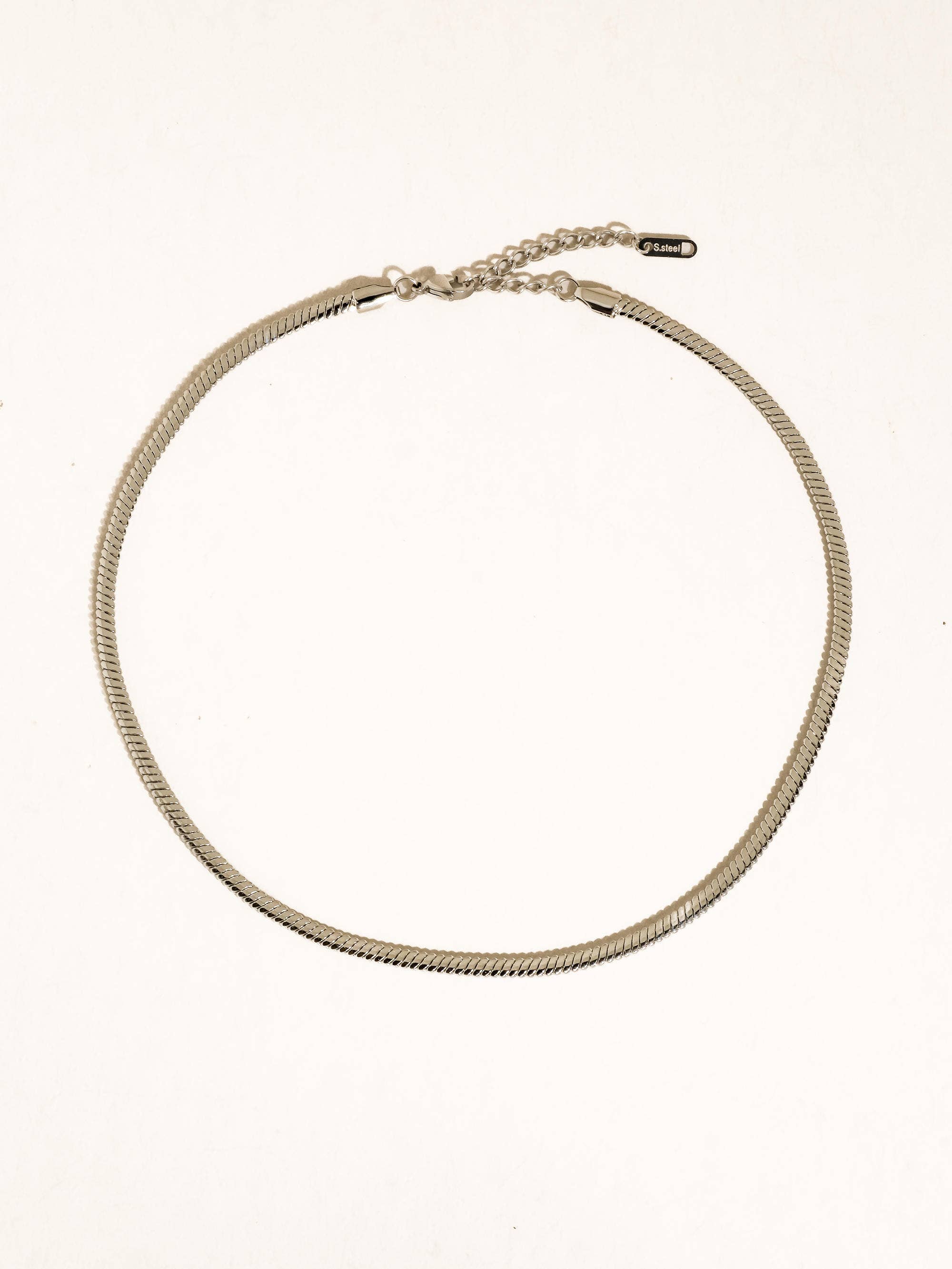Papillon 18K Gold Non-Tarnish Classic Snake Chain Necklace: Silver