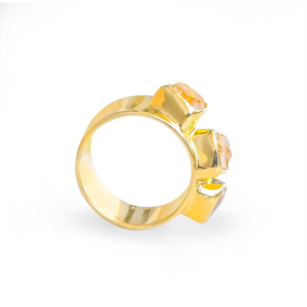 MÍSTIKA RAW CITRINE THREE STONE RING