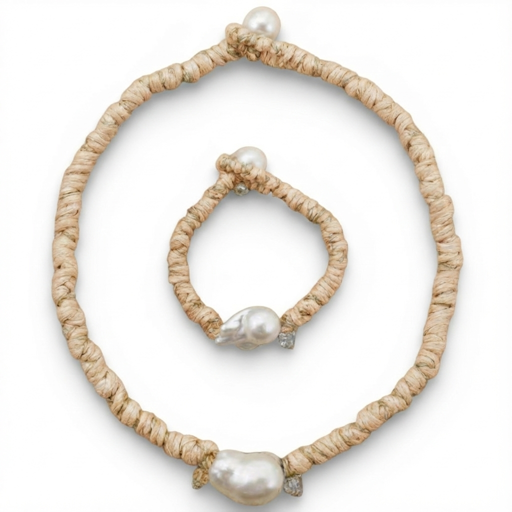 MÍSTIKA RAFFIA & PEARL MATCHING SET