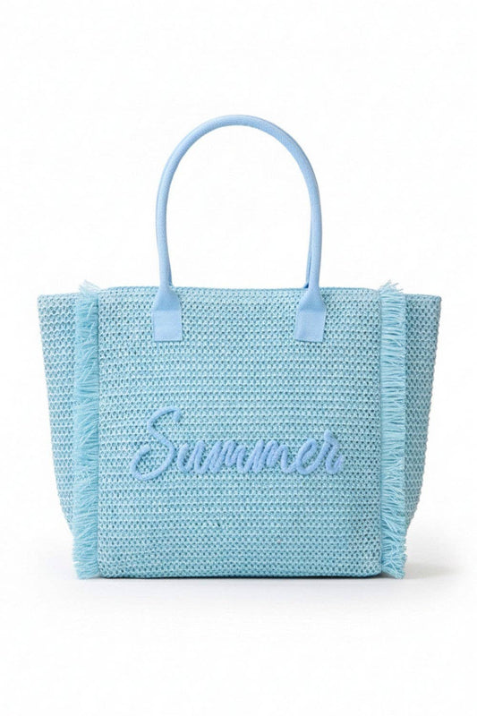 MÍSTIKA STRAW TOTE BAG: BLUE