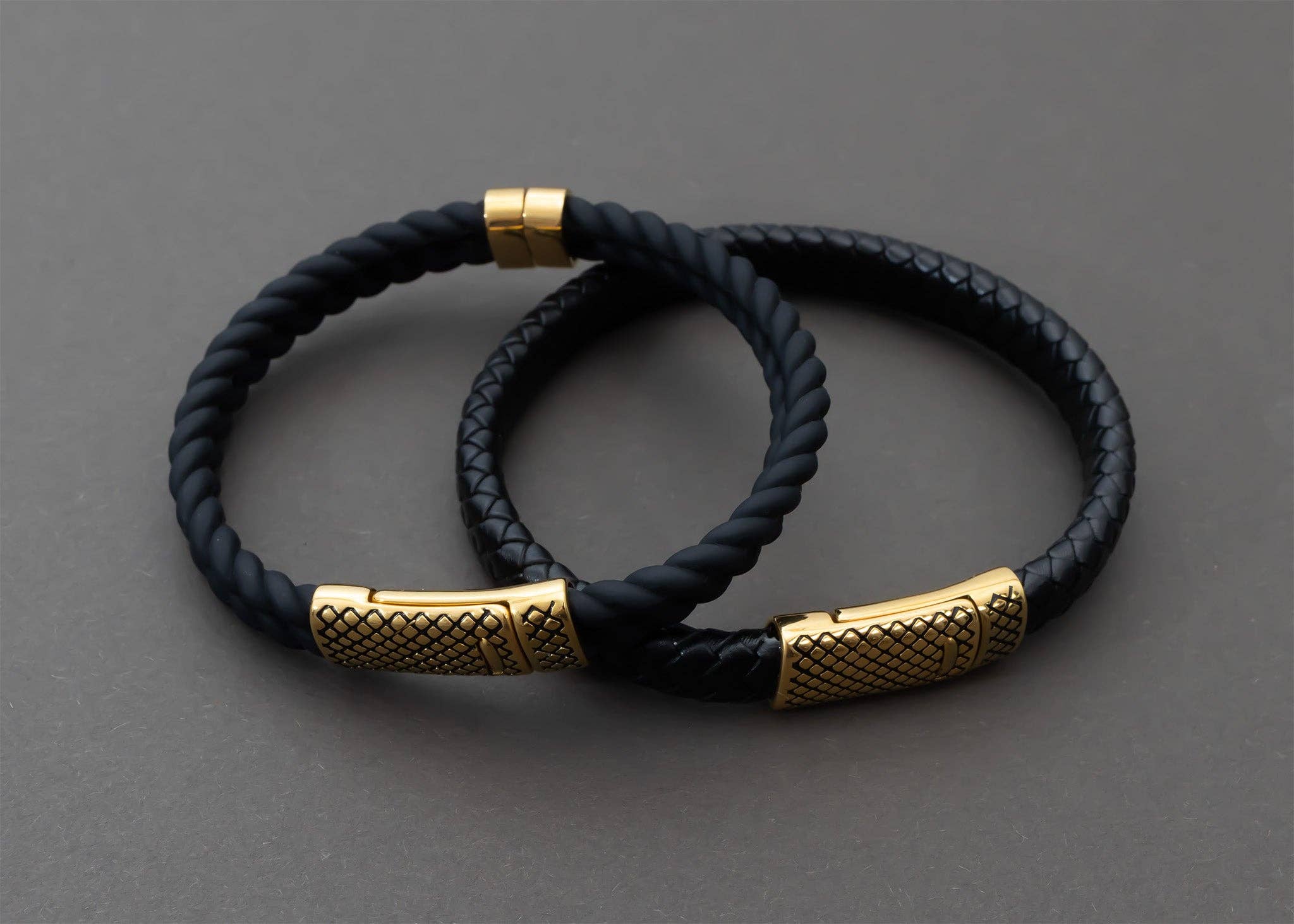 MÍSTIKA DOUBLE BRAIDED RUBBER BRACELET | GOLD