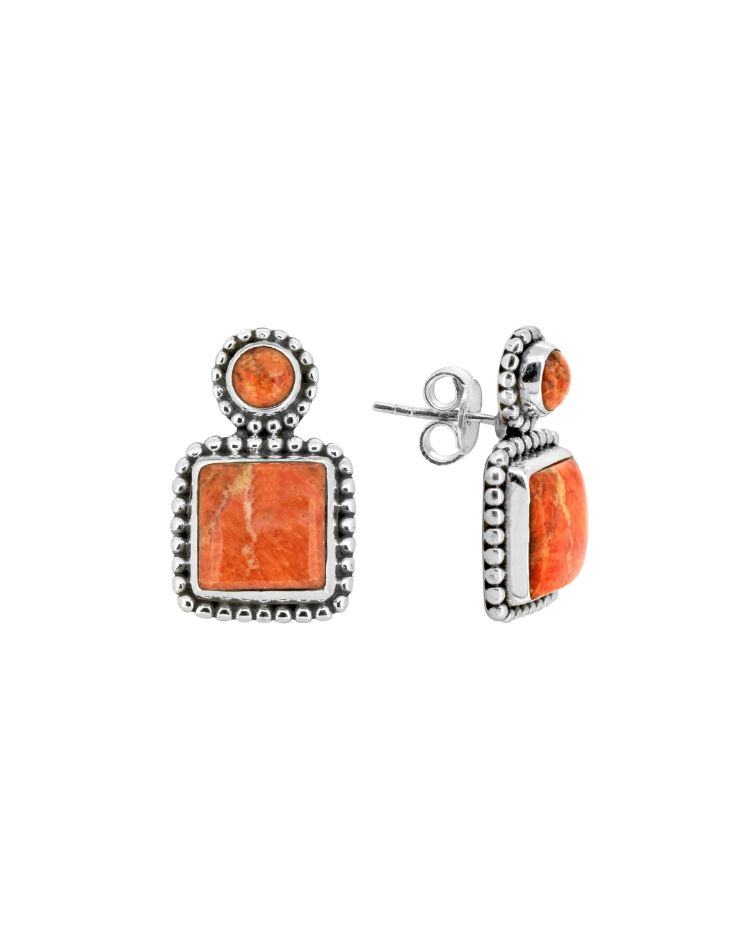MÍSTIKA ORANGE MOHAVE TURQUOISE STUD EARRINGS