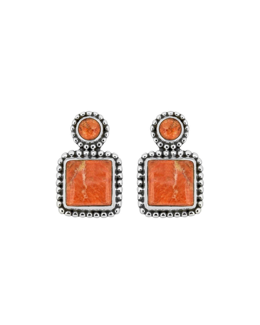 MÍSTIKA ORANGE MOHAVE TURQUOISE STUD EARRINGS