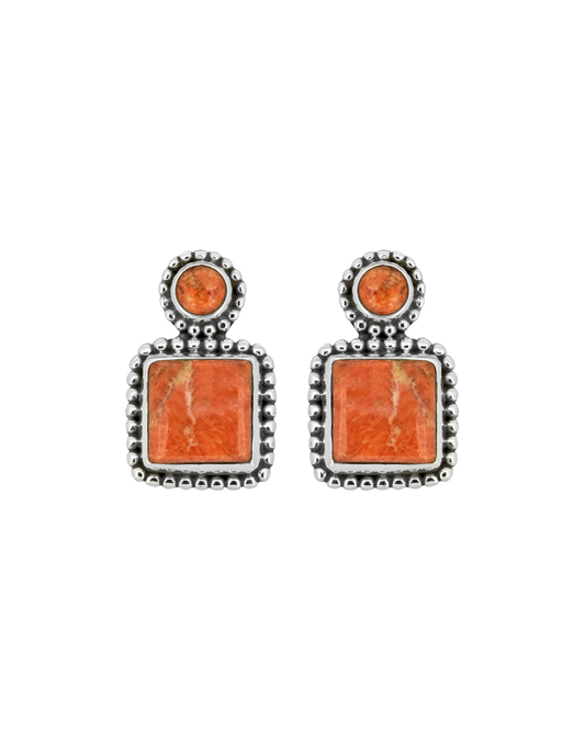 MÍSTIKA ORANGE MOHAVE TURQUOISE STUD EARRINGS