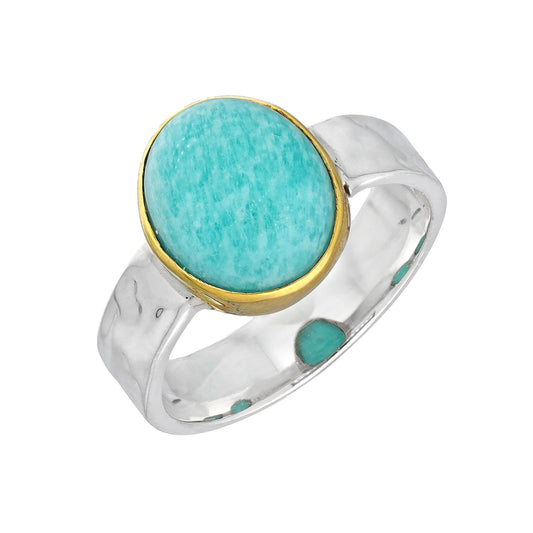MÍSTIKA AMAZONITE SOLITAIRE DUAL-TONE RING