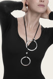 VESTOPAZZO 2 CIRCLES BLACK CORD NECKLACE