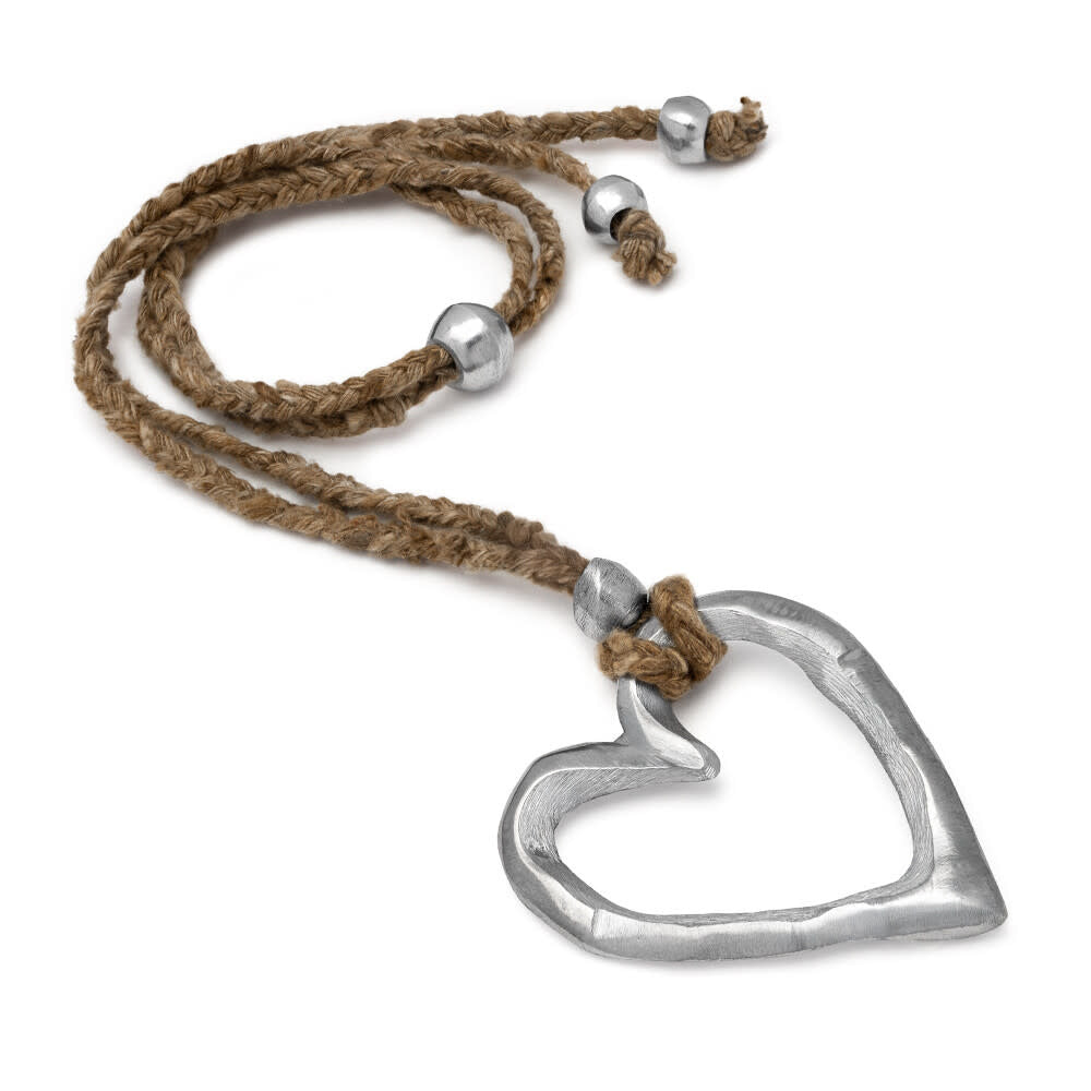 VESTOPAZZO LARGE IRREGULAR HEART PENDANT ON SILK CORD