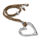 VESTOPAZZO LARGE IRREGULAR HEART PENDANT ON SILK CORD