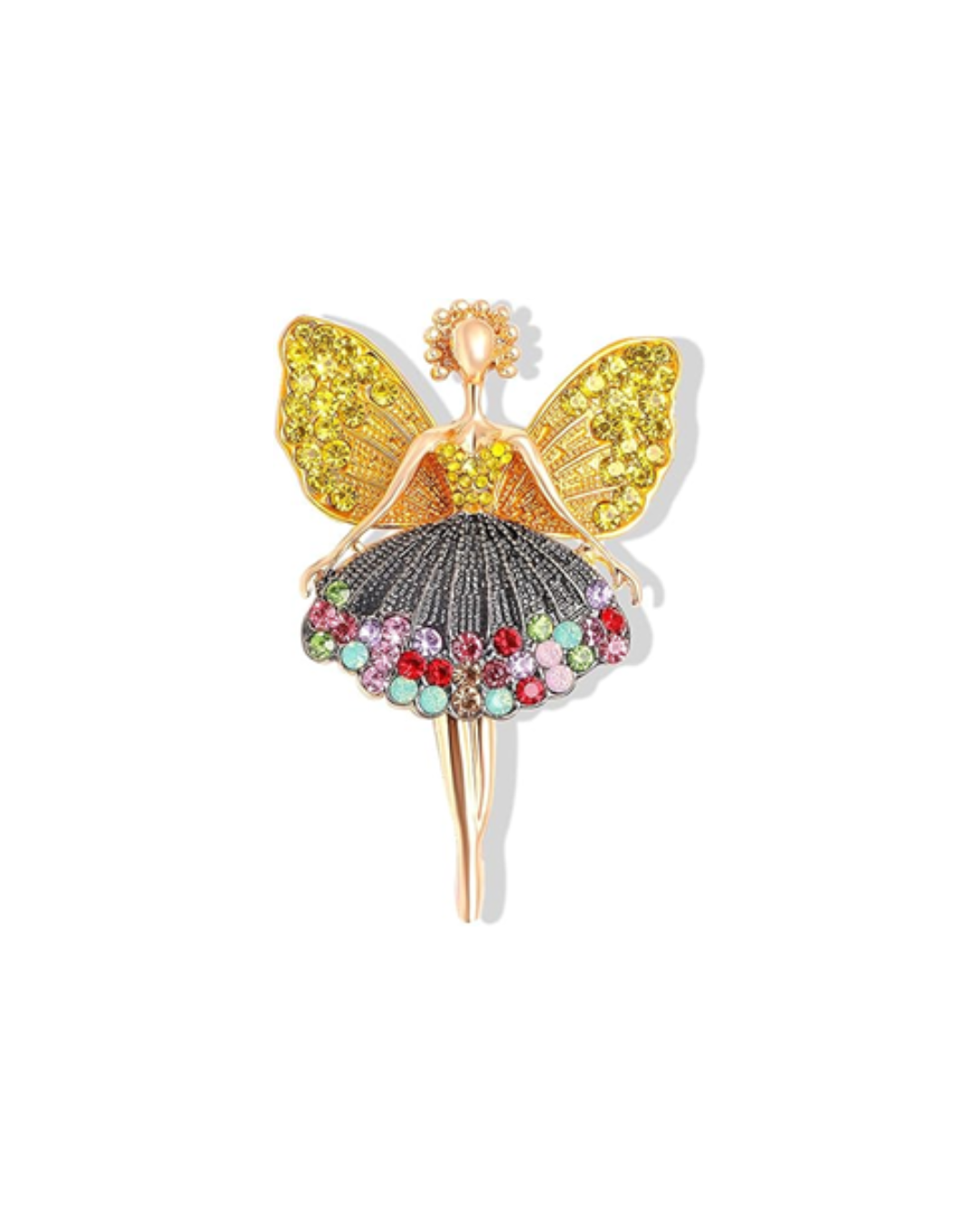MÍSTIKA ANGEL BALLERINA BUTTERFLY FAIRY BROOCH YELLOW