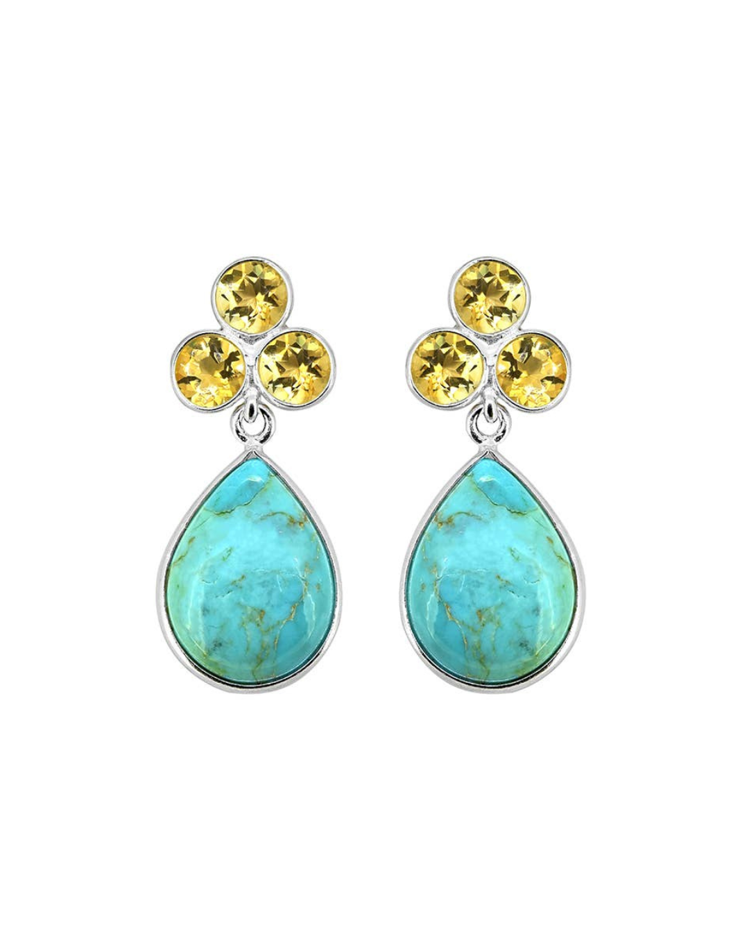 MÍSTIKA BLUE MOHAVE TURQUOISE AND CITRINE DANGLE EARRINGS