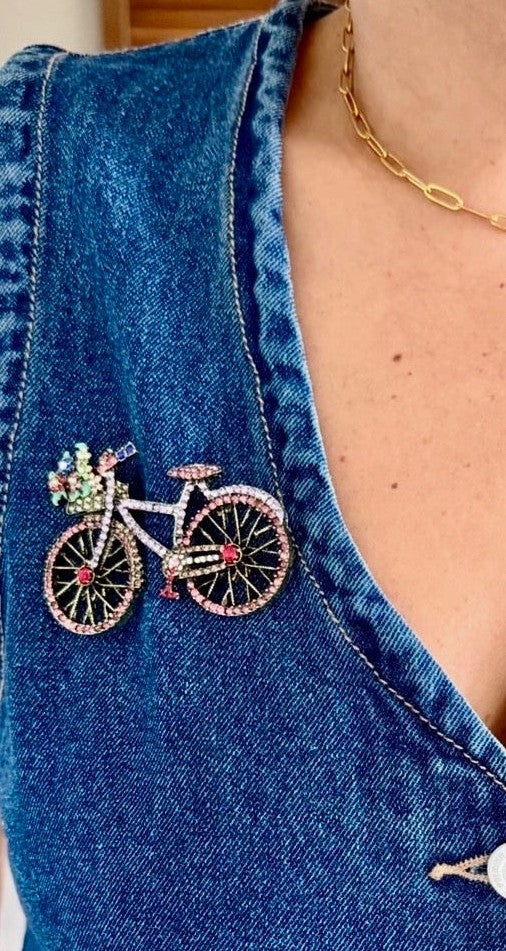 MÍSTIKA PINK CRYSTAL BICYCLE BROOCH