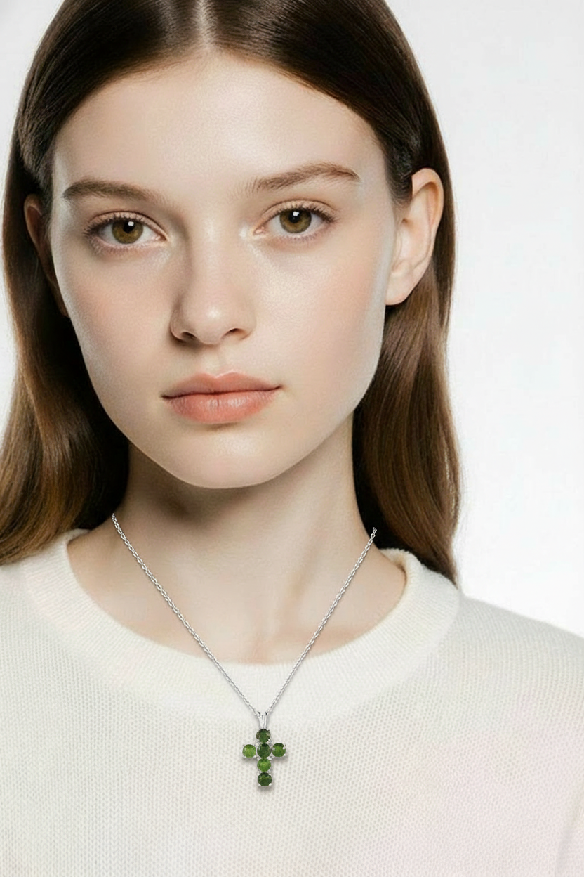 MÍSTIKA 925 TOPAZ CROSS NECKLACE