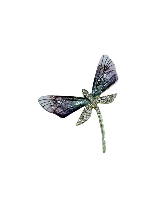 MÍSTIKA CRYSTAL DRAGONFLY RHINESTONE ENAMEL BROOCH