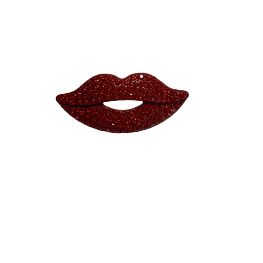 RED LIPS FULL RHINESTONE BROOCH