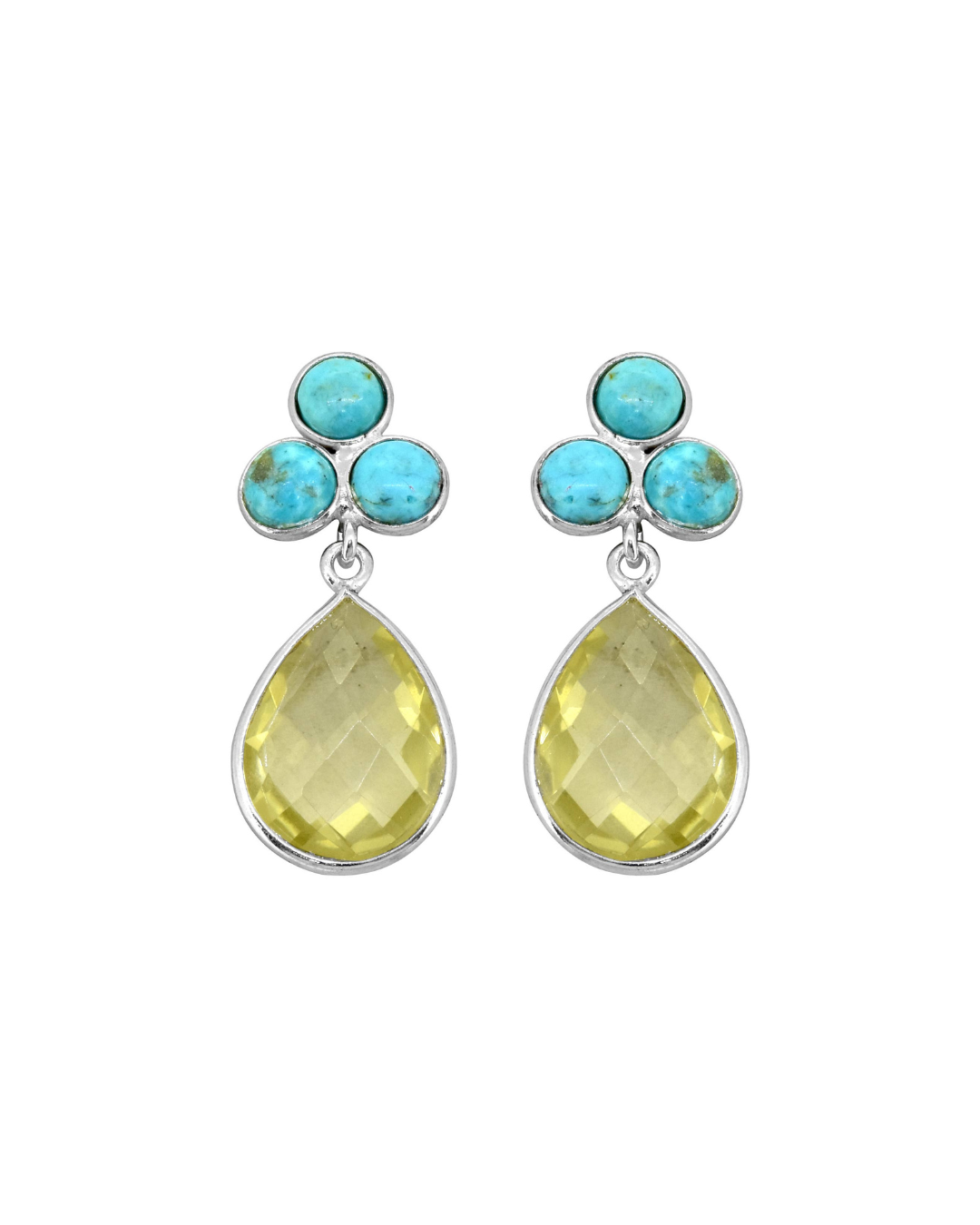 MÍSTIKA LEMON QUARTZ TURQUOISE DANGLE EARRINGS
