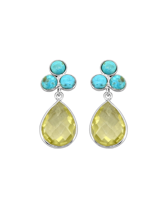 MÍSTIKA LEMON QUARTZ TURQUOISE DANGLE EARRINGS