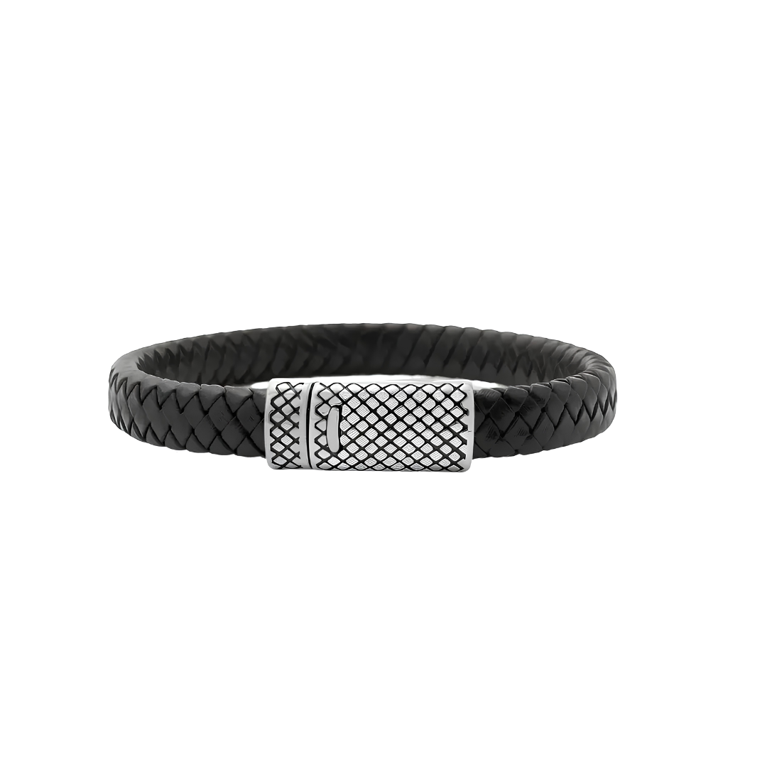 MÍSTIKA MEN'S BRAIDED LEATHER BRACELET | SILVER
