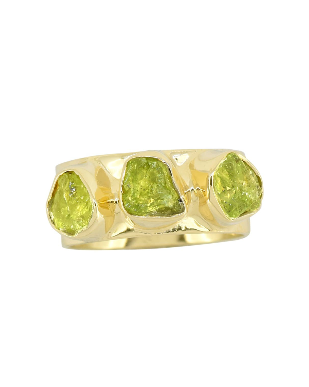 MÍSTIKA RAW PERIDOT THREE STONE RING