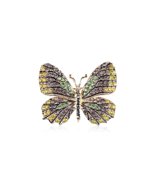 MÍSTIKA RHINESTONE BUTTERFLY BROOCH YELLOW