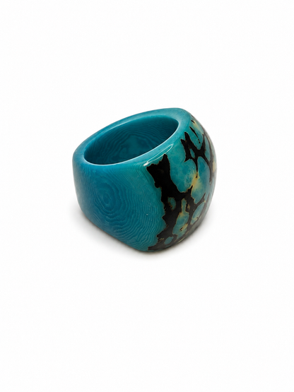 MÍSTIKA Tagua Dune Ring Natural Skin – Turquoise  with natural tagua skin | Místika Style