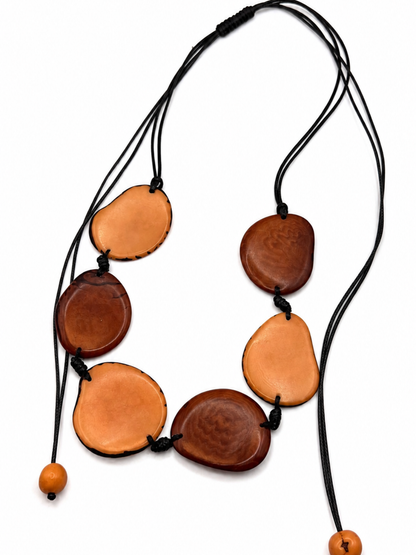 TAGUA - SUNLIT PETALS NECKLACE - LIGHT AND DARK BROWN