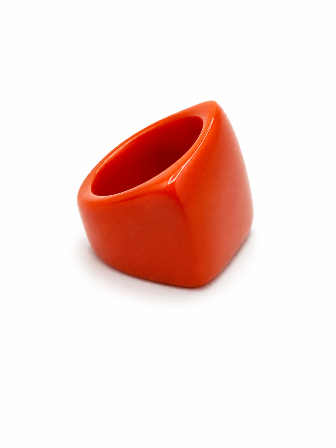 MÍSTIKA Tagua Dune Ring in Orange – Bold square tagua ring on white background | Místika Styl