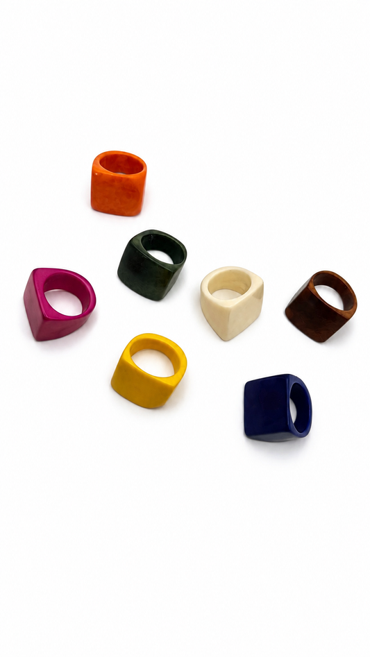 MÍSTIKA Tagua Dune Ring – Available in 7 colors: Orange, Olive Green, Magenta, Cream, Brown, Yellow and Navy Blue | Místika Style