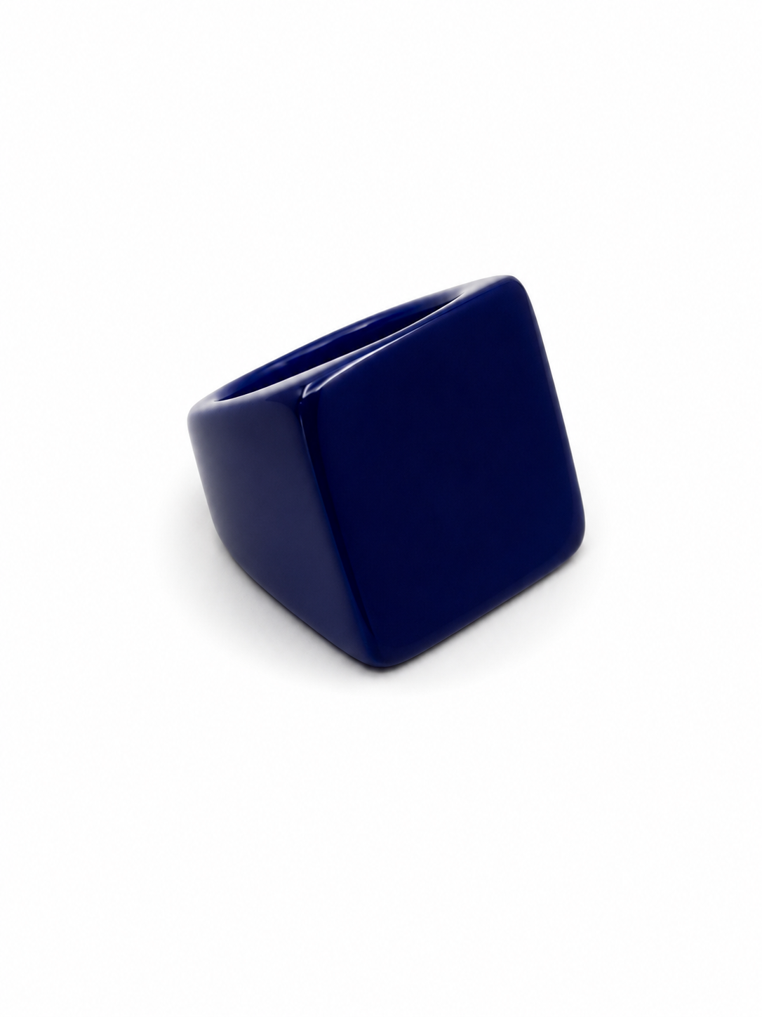 MÍSTIKA Tagua Dune Ring in Blue– Bold square tagua ring on white background | Místika Styl