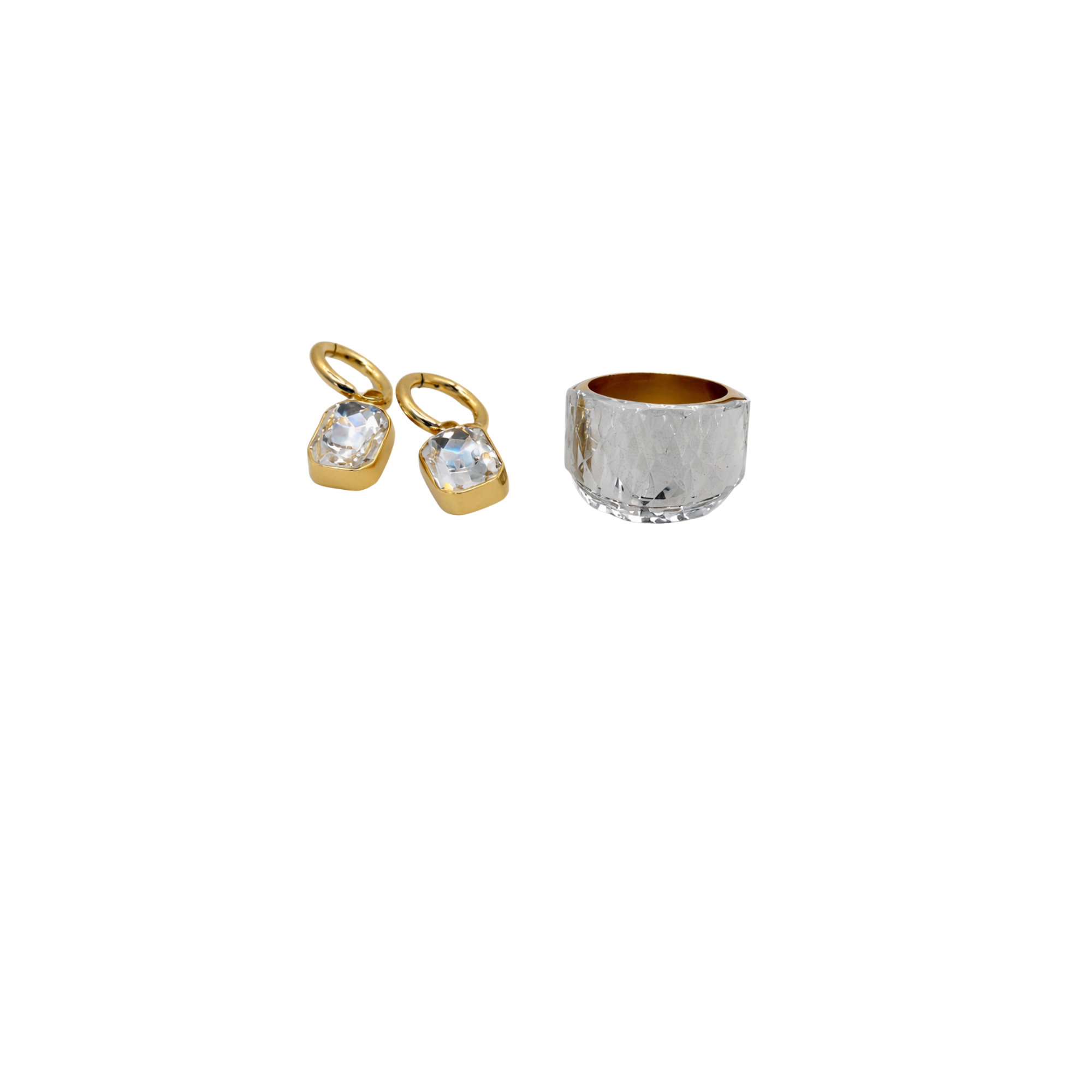 MÍSTIKA BUNDLE #2 – CRYSTAL CLEAR DROP EARRINGS & LOLLIPOP RING / 2 PIECES