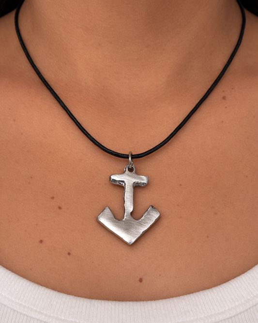 VESTOPAZZO ANCHOR CHARM  WITH MISTIKA LEATHER NECKLACE