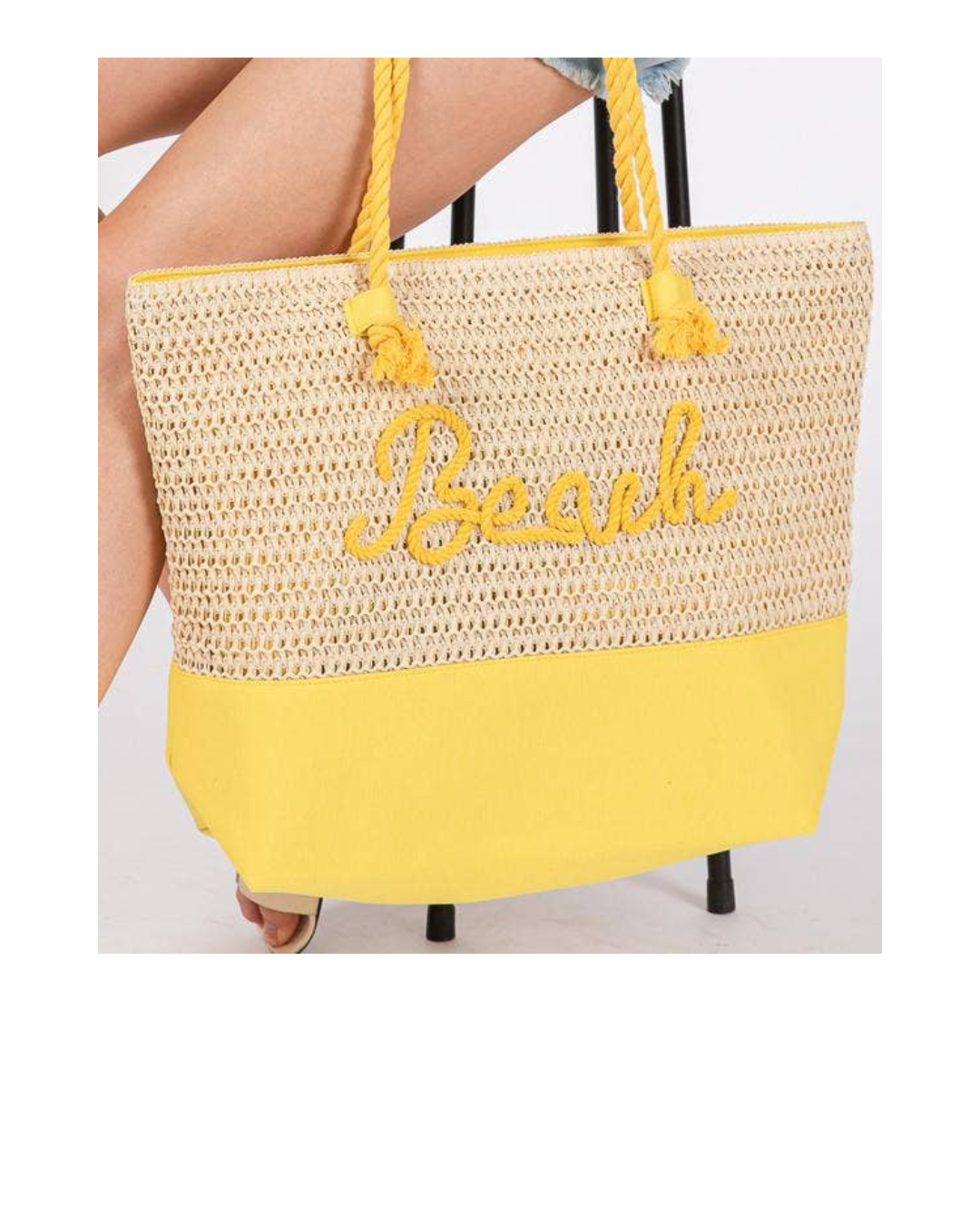 MÍSTIKA CROCHET STRAW TOTE BAG: YELLOW