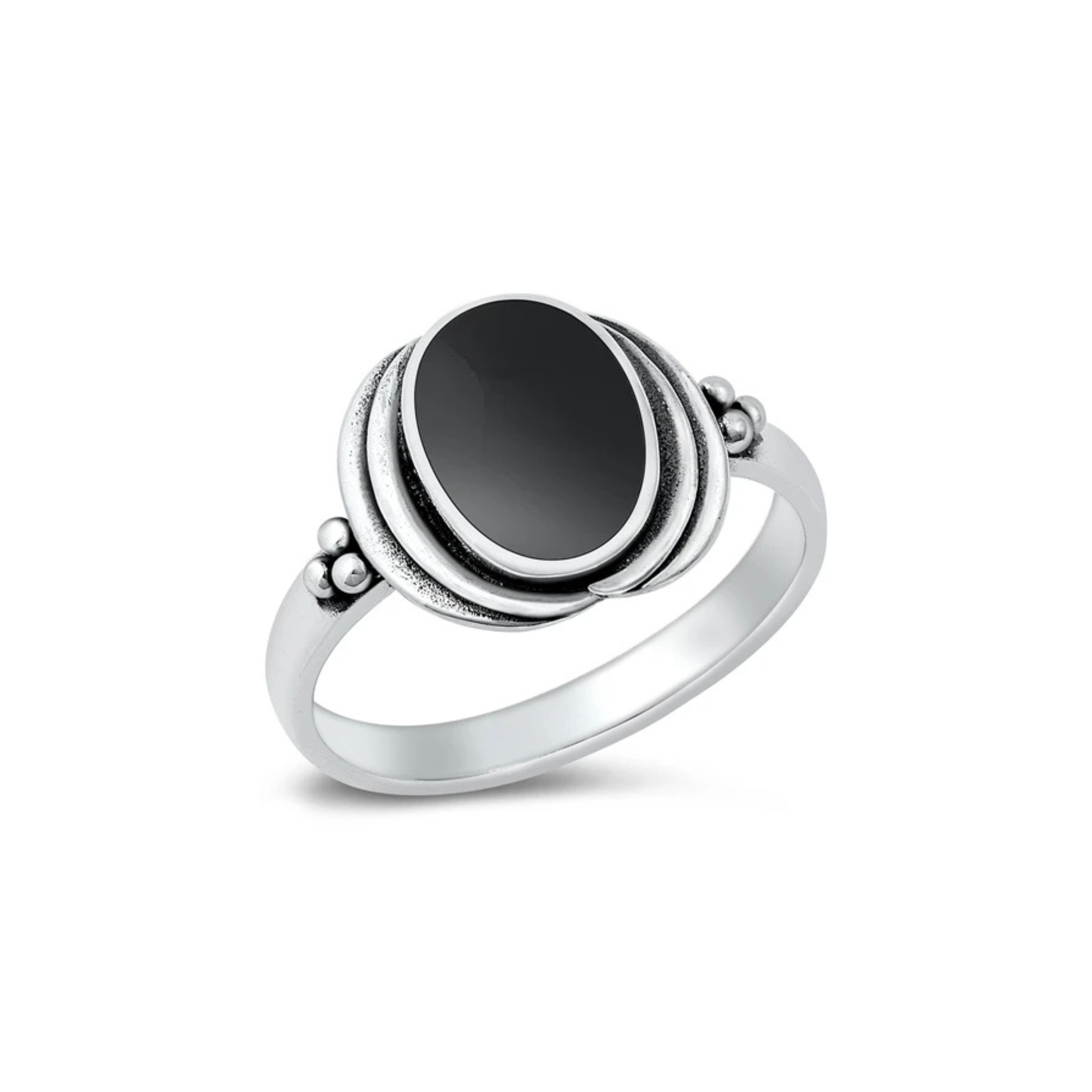 MÍSTIKA 925S BLACK AGATE RING