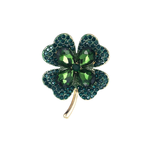 MÍSTIKA GREEN CLOVER LEAF BROOCH PIN