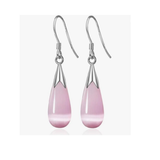 MÍSTIKA 925S PINK TEARDROP DANGLE EARINGS
