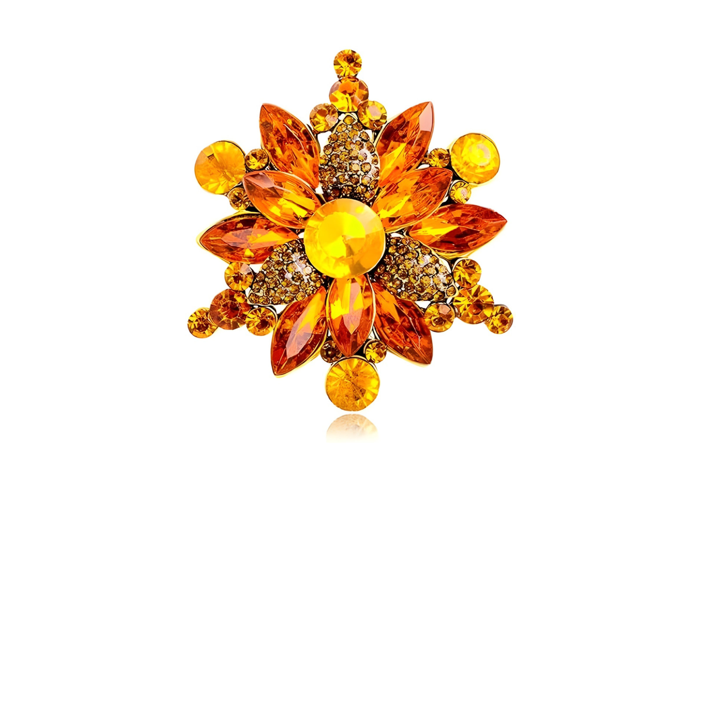 MÍSTIKA VINTAGE CRYSTAL RHINESTONE SUNFLOWER BROOCH PIN