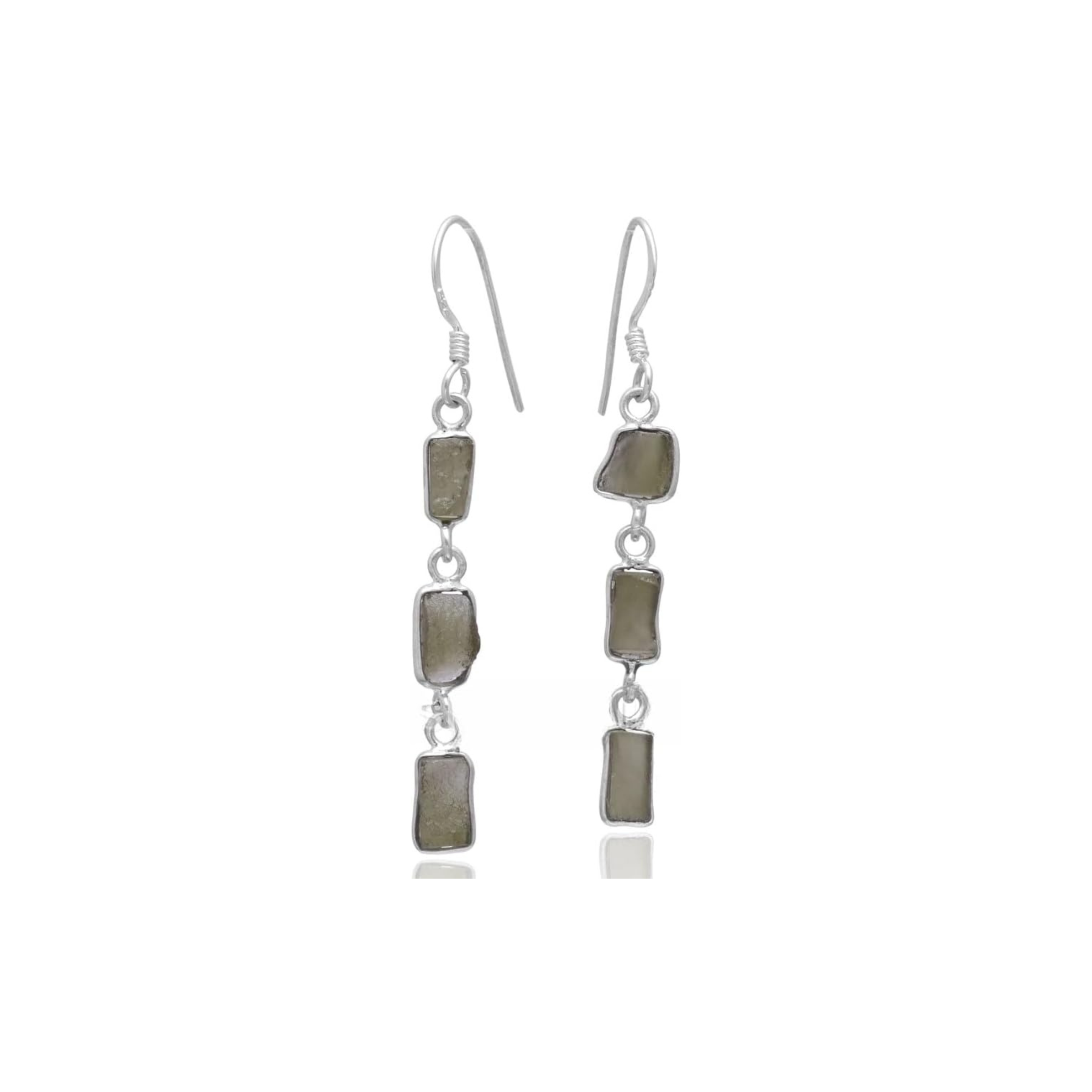MÍSTIKA 925 MOLDAVITE DANGLE DROP EARRING