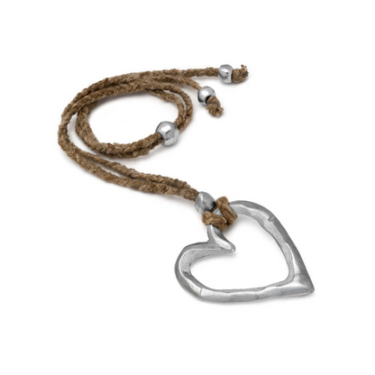 VESTOPAZZO OPEN HEART BRAIDED CORD NECKLACE