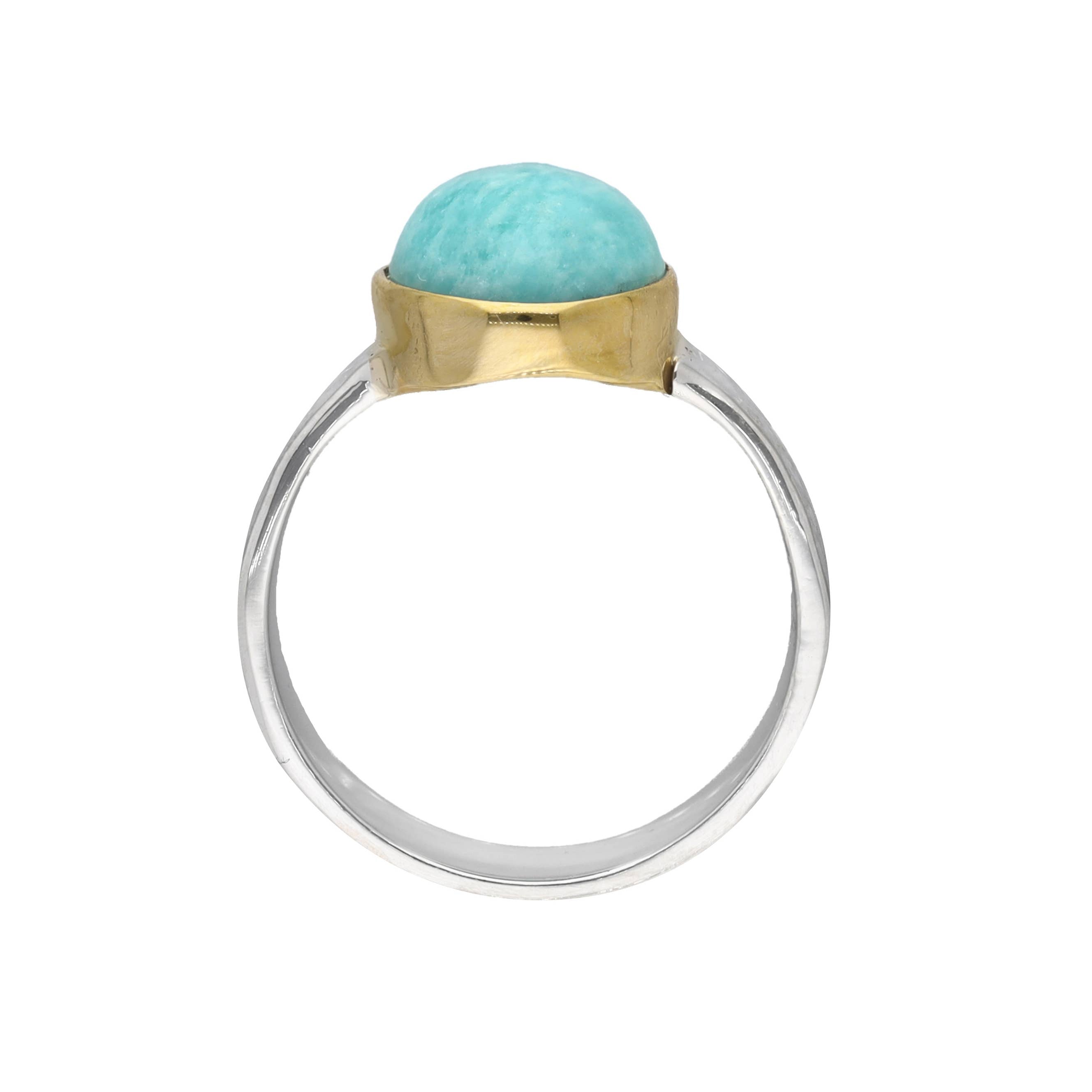 MÍSTIKA AMAZONITE SOLITAIRE DUAL-TONE RING