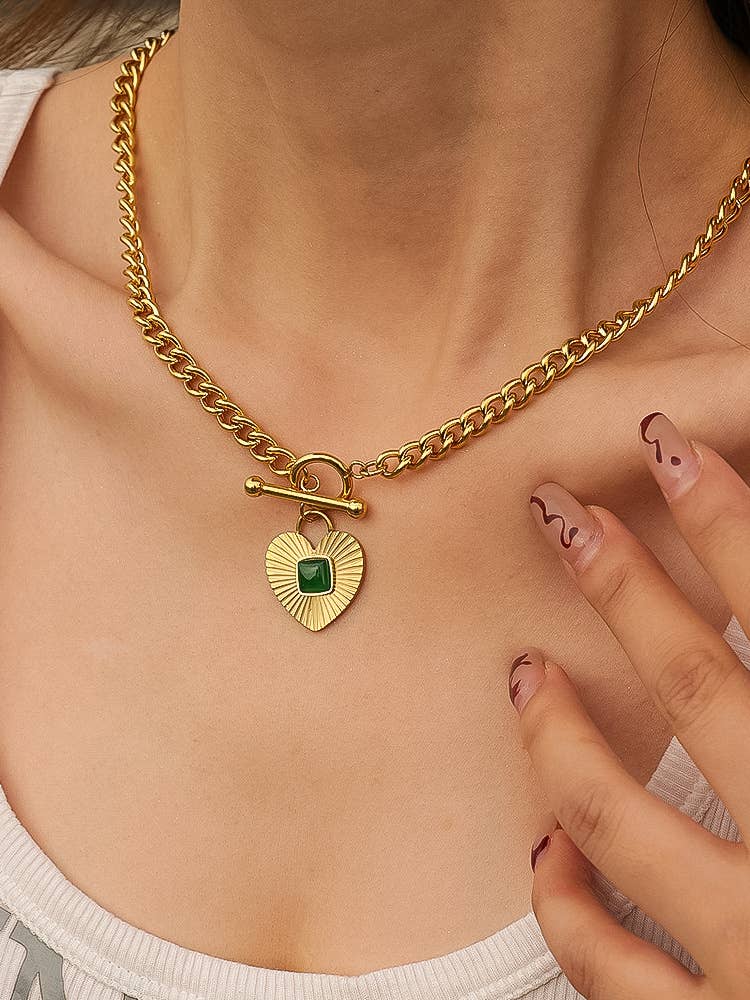 MÍSTIKA COLLAR CORAZÓN VERDE ORO 18K