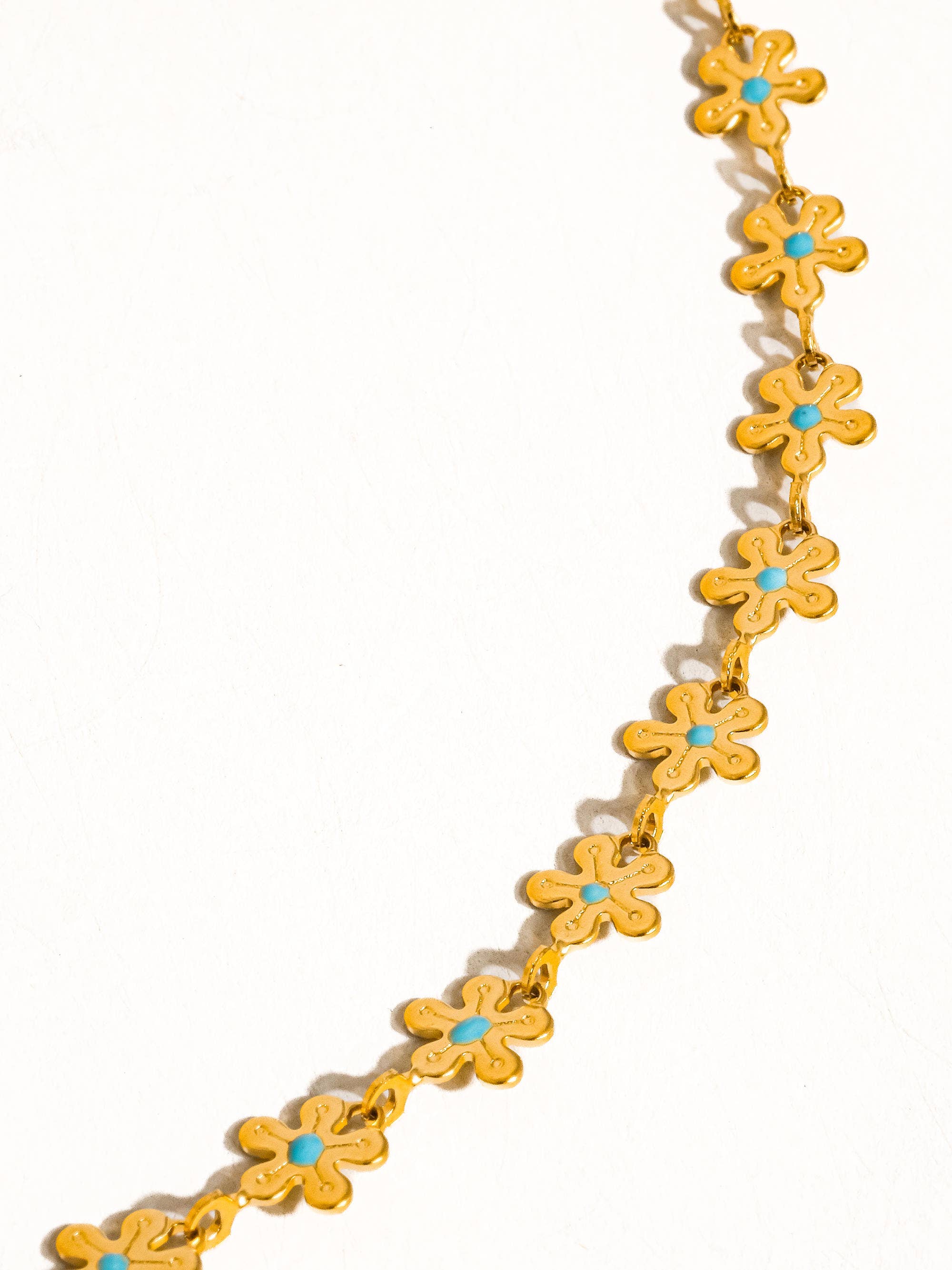 Cyprien 18K Gold Non-Tarnish Daisy Choker: Blue