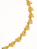 Cyprien 18K Gold Non-Tarnish Daisy Choker: Blue